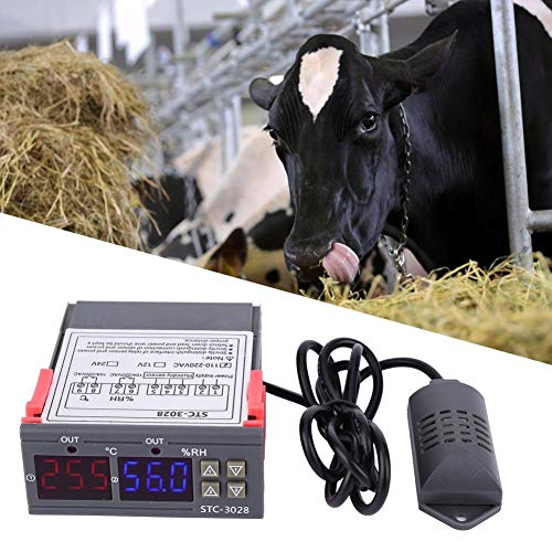 -3028 Temperature Control 12V/24V/110V /220V Digital Display Temperature and Humidity Controller Meter with Integrated Sensor(12V) - size: 12V