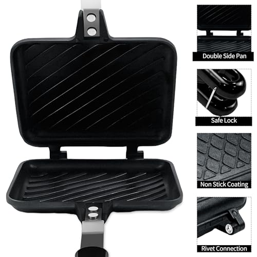 Sandwich Maker, Nonstick Panini Maker Pan Double Sided Cheese Press
