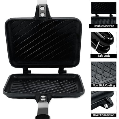 Sandwich Maker, Nonstick Panini Maker Pan Double Sided Cheese Press
