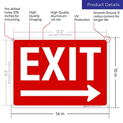 Exit Sign, with Right Arrow - size: 10x14