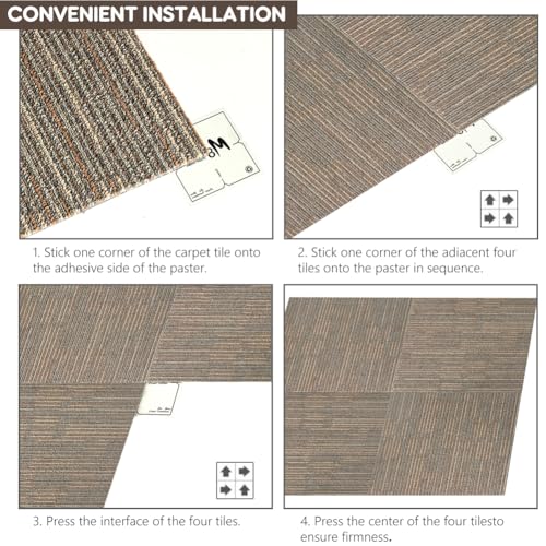 ALTRUISTIC Heavy Duty Bedroom Carpet Tiles, 24" x 24", 18 Pieces/72 sq ft - color: Khaki