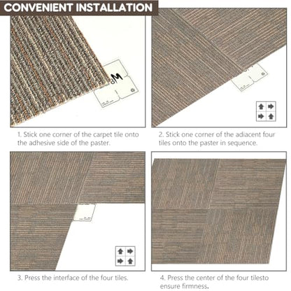ALTRUISTIC Heavy Duty Bedroom Carpet Tiles, 24" x 24", 18 Pieces/72 sq ft - color: Khaki