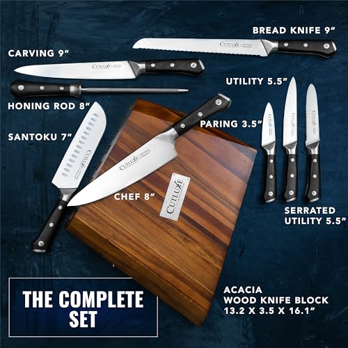 Cutluxe Kitchen Knife Set, 8-Piece Chef Knives with Acacia Wood Block - size: 8 Pcs Knife Set with Block