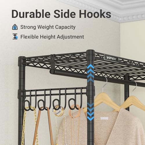 VIPEK R3C Rolling Clothes Rack with Cover Portable Closet Heavy Duty - color: ‎Black Rack with Gray Cover, size: R3C