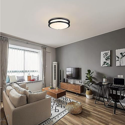 Black Flush Mount Ceiling Light, 13 Inch LED Ceiling Light Fixture with 5CCT(2700K/3000K/3500K/4000K/5000K Adjustable), 23W Saturn Flush Mount Ceiling Lighting for Kitchen Hallway Stairwell - color: Black, size: 13 inch - 1 Pack