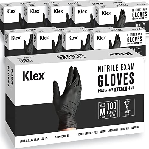 Klex Nitrile Exam Gloves - Medical Grade, Powder Free, Latex Rubber Free, Disposable, Food Safe - size: Small