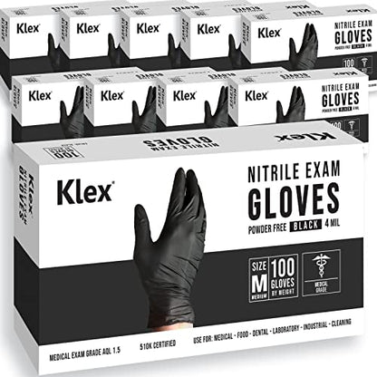 Klex Nitrile Exam Gloves - Medical Grade, Powder Free, Latex Rubber Free, Disposable, Food Safe - size: Large
