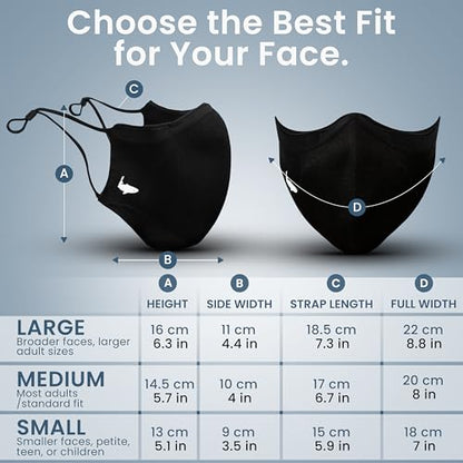 INHERENT Reusable Face Mask, Anti-Odor, Adjustable, Comfortable - style: Black - Large