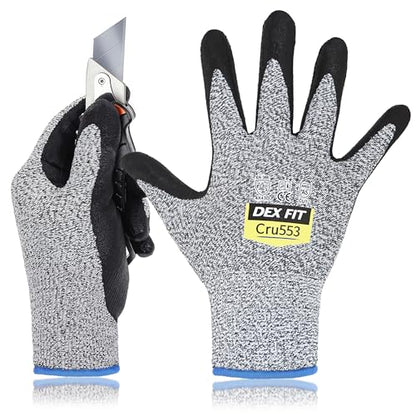DEX FIT Level 5 Cut Resistant Gloves Cru553, 3D-Comfort Fit, Firm Grip, Thin & Lightweight, Touch-Screen Compatible, Durable, Breathable & Cool, Machine Washable; Grey S (7) 1 Pair - color: Grey, size: Small