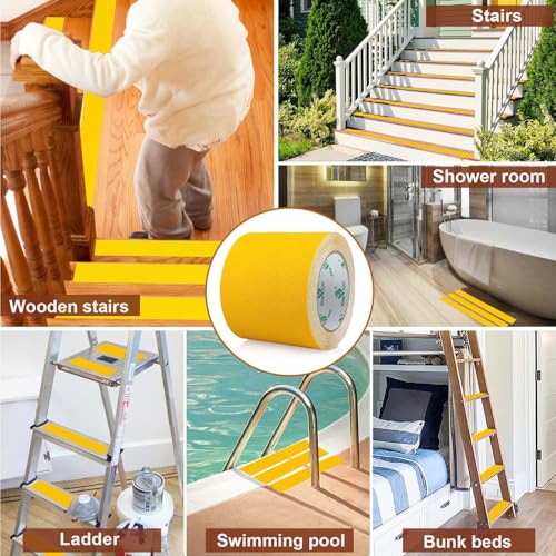 BOMEI PACK Yellow 4 Inch Anti Slip Traction Tape, 16 Foot x 4" Wide Heavy Duty Best Grip, Friction, Abrasive Adhesive for Stairs, Tread Step, Indoor, Outdoor - color: Yellow