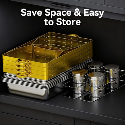 9Qt Chafing Dishes for Buffet, Gold Stainless Steel Chafing Dish Sets, Food Warmers for Parties, Buffet Servers and Warmers, Warming Trays for Buffets Party, Catering Supplies Buffet Display, 4 Pack - color: Gold-004