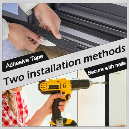 33 Ft Gray Weather Stripping Door Seal 1-1/4inch Wide 3/16inch Thick Adhesive Felt Tape for Doors and Windows Reusable Soundproof Felt Strip for Absorbing Water Condensation Moisture