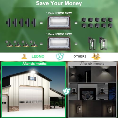ledmo Wall Pack Light 150W Waterproof 5000K 21000LM Ultra Bright 4 Pack - size: 4 Pack Non Photocell