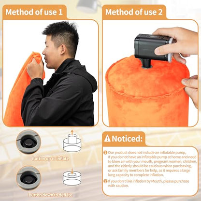 EULANT Inflatable Travel Body Pillow,Inflatable Long Body Pillow for Bed - color: Orange