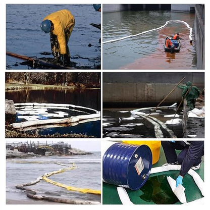 XIFENG Oil Absorbent Socks Oil Boom Soak up Oil Diesel Fuel Hydrocarbon Based Fluids, 6 Gallon (27L) Absorbency Per Sock, 5" Diameter 9.8' Length (12.7cm*3m) Clean Oil Spills(Size:Pack of 5) - size: Pack of 5