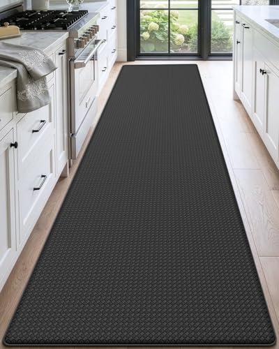 DEXI Kitchen Floor Mats Cushioned Anti Fatigue, 23x108 Standing Runner Rug - color: Black, size: 108"l X 23"w X 0.4"th