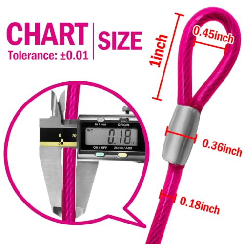 4.7mm(3/16") Steel Security Cable with Loops, Bike Lock Cable, 2Pack - color: Pink, size: 6FT-(2Pack)