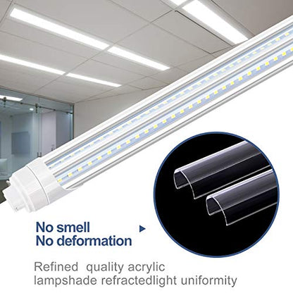 LED Shop Light 8FT Tube, 2 Pin LED Tube Lights, V Shaped, R17D HO Rotatable LED Bulb, 90W, Clear Cover, Cold White 6000k, Fluorescent Tube Replacement, Ballast Bypass,Dual-End Powered, 10Pack - size: 10 Count (Pack of 1)