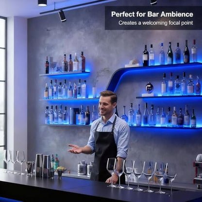 59in Wall Mounted Wine Rack with Blue LED Lights (Black,150cm) - color: Black, size: 59in