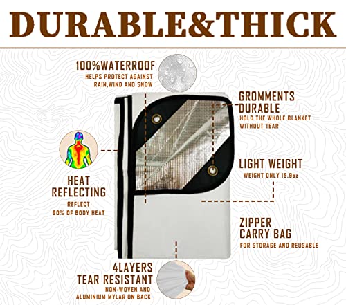 Heavy Duty Survival Blanket -Multifunctional Reflective Tarp Thermal Blanket - 60" x 83" Waterproof Sandproof for Camping Hiking Outdoors Multifunctional Emergency Blanket… - color: White