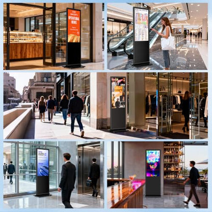 HARZHI 55 Inch Digital Signage Kiosk, 4K Touchscreen Floor Standing Advertising Display with IPS LCD Screen, Android OS and Auto Media Player - size: 55''_touchscreen