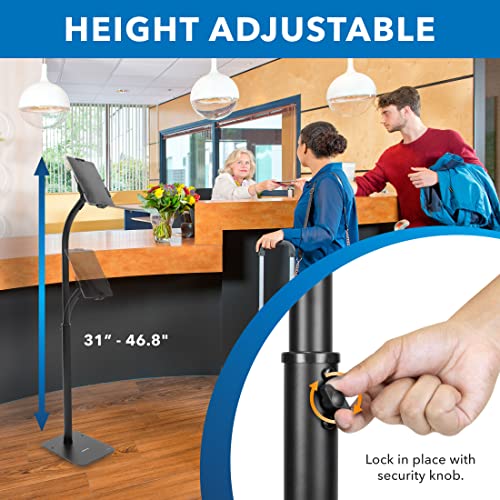 Mount-It! Anti-Theft Universal Tablet Floor Stand with Locking Clamp, Black