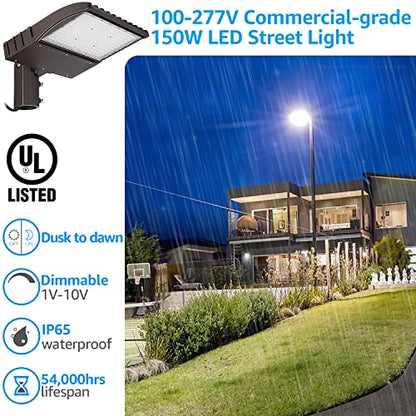 LEONLITE 150W LED Parking Lot Light, 1-10V Dimmable, 20,250lm UL & DLC - size: 21 Inch
