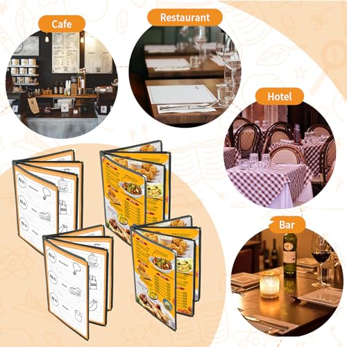 4PCS 8.5 x 11" Menu Covers, 4 Page 8 View Clear Morning Menu