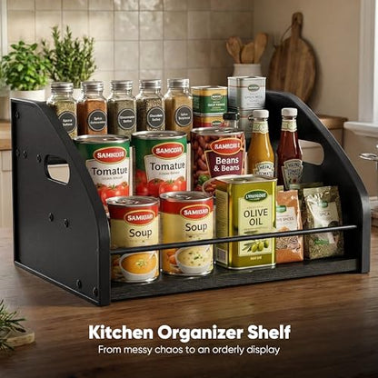 Countertop Liquor Bottle Organizer Shelf, 3-Tier - color: 3-Tier Black