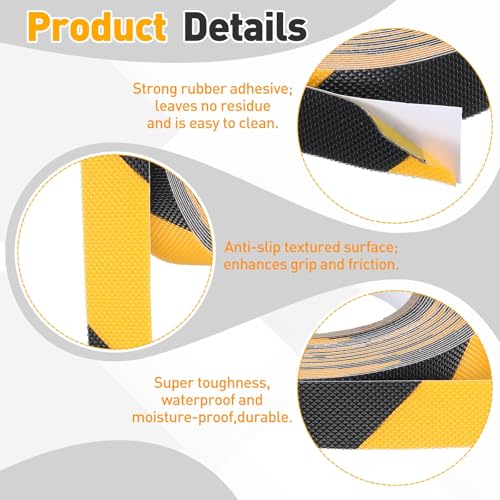 uxcell 2pcs Rubber Grip Tape,1"x33ft Non-Slip Tape w Grip Tape,Yellow/Black - color: Yellow, Black, size: 1 in x 33 ft