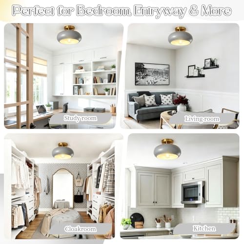 Glass Gray Ceiling Lights Mid Century Flush Mount Light Fixtures - color: Gray-2