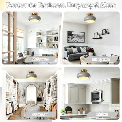 Glass Gray Ceiling Lights Mid Century Flush Mount Light Fixtures - color: Gray-2
