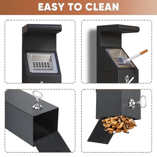 lukar Commercial Wall Mounted Trash Receptacle with Lock, Outdoor Trash Can