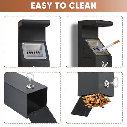 lukar Commercial Wall Mounted Trash Receptacle with Lock, Outdoor Trash Can