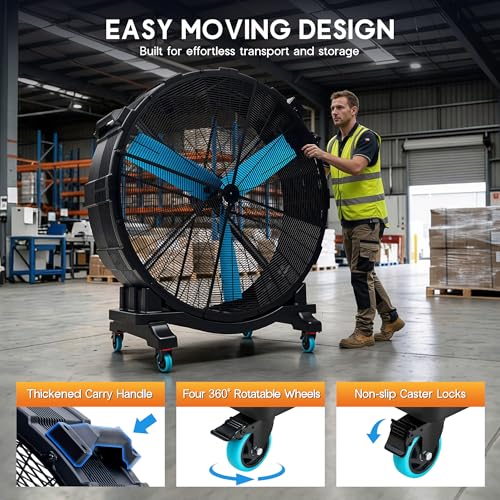 Albott 72 Inch Industrial Drum Fan, 1100W Plastic High Velocity Floor Fan - size: 72 Inch