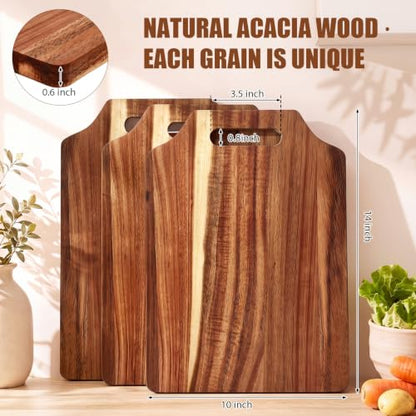 Roshtia 6 Pcs Wooden Cutting Boards 14x10'' Acacia Chopping Board, Retro - style: Retro