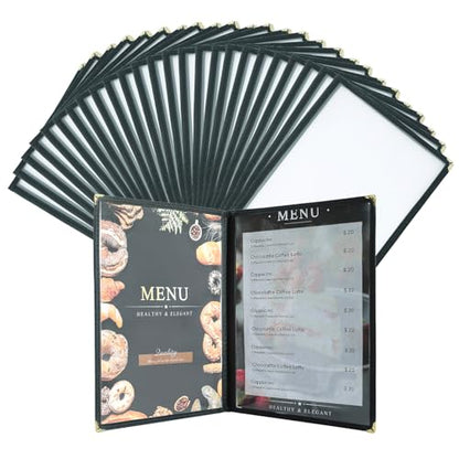 25 Pack 8.5 x 11 Inch Menu Covers, (2 Page 4 View) - size: 8.5" x 11", 2 Page 4 View