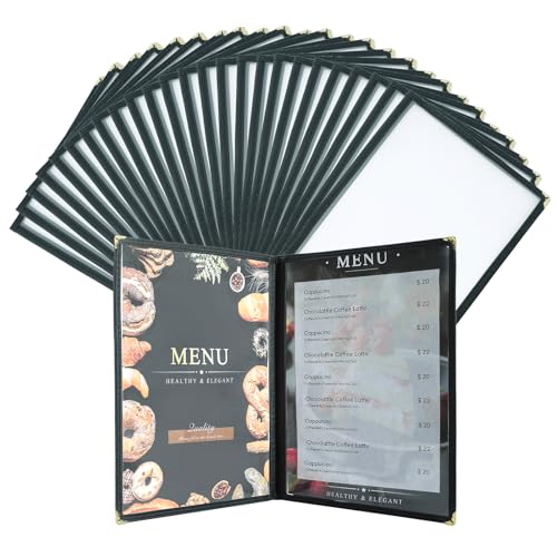 25 Pack 8.5 x 11 Inch Menu Covers, (2 Page 4 View) - size: 8.5" x 11", 2 Page 4 View