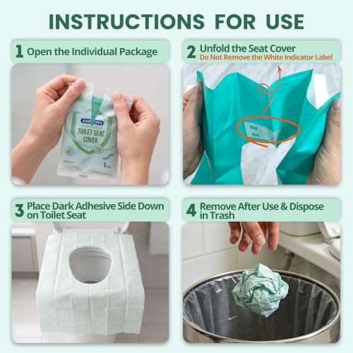 Disposable Toilet Seat Covers, 20 PCS Individually Travel Pack, XL Waterproof & Adhesive Secure Fit for Public Restrooms, Airplane & Office Use - size: 20