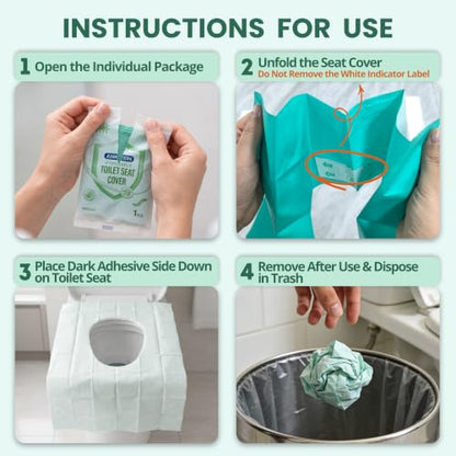 Disposable Toilet Seat Covers, 20 PCS Individually Travel Pack, XL Waterproof & Adhesive Secure Fit for Public Restrooms, Airplane & Office Use - size: 20