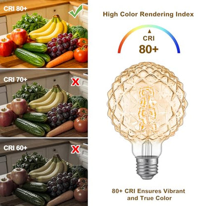 Dimmable Decorative Light Bulbs 60 Watt Pineapple LED Edison Bulb - color: 6w-2700k-amber
