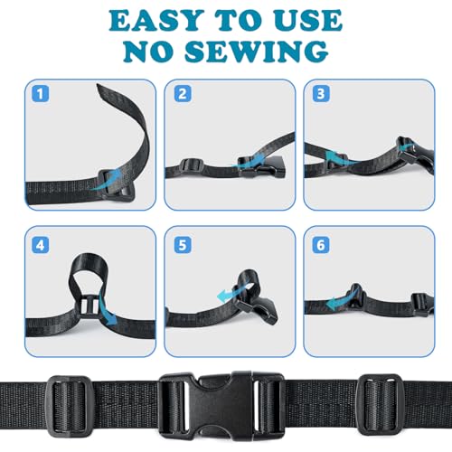 Buckle Straps Set 1'' - 6 Yards Nylon Webbing 1 inch, 6 PCS Dual Side Release Buckles, 12 PCS Tri-Glide Sliders, Heavy Duty Dual Adjustable No Sewing Kit - size: 1 inch