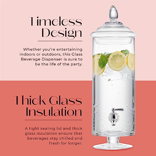 Fifth Avenue Glass Beverage Drink Dispenser Clear Provence w/Spigot - 1 Gal - color: Provence