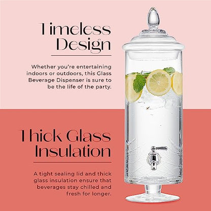 Fifth Avenue Glass Beverage Drink Dispenser Clear Provence w/Spigot - 1 Gal - color: Provence