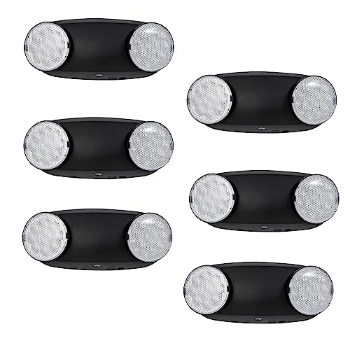 TANLUX LED Emergency Lights with Battery Backup, Hardwired Emergency Exit Light Fixtures for Business - 6 Pack(Black) - color: Black, size: 6 Pack