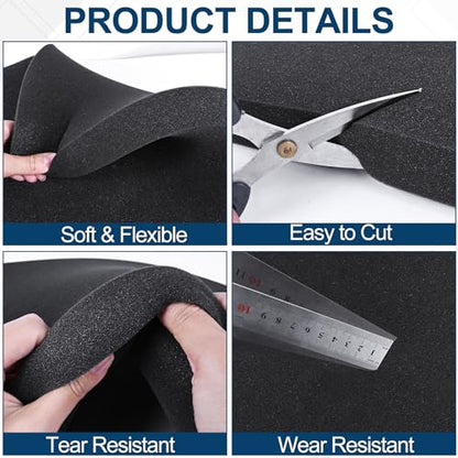 2 PCS Polyurethane Foam Sheets 16" L x 12" W x 2" T Packing Foam Inserts Cuttable Craft Foams Cushion Foams High Density Foam Pads for Case, Tool Box, Game Box, Camera, Jewelry, DIY Craft, Black - size: 16in X 12in X 2in