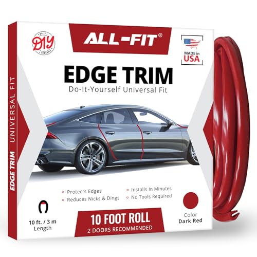 All-Fit Automotive Car Door Edge Protector Made in the USA (10 Ft - Red) - color: Dark Red