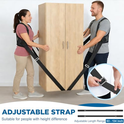 NOCOEX Moving Straps for Lifting 2-Person: Shoulder Strap with Back Support - color: Black