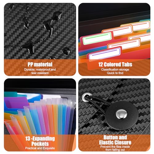 Receipt Organizer Cesil 13 Pockets Receipt Holder Small Accordion File Organizer Expanding File Folder Large Capacity Cards Ticket File Check Cards Bill Business Coupons Storage Case