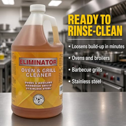 Quality Chemical Eliminator Oven & Grill Cleaner | Loosens Grease Fat Build-Up | Ovens Broilers BBQ Grills Hoods Stoves Fryers Stainless Steel | Ready to Use Soak 5-10 Min Rinse 128 oz (Combo)